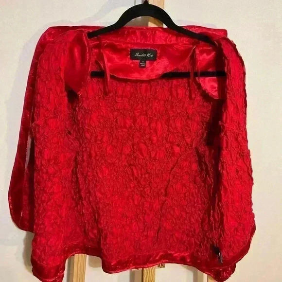 Scarlett Nite vintage 80’s red satin look sequined zip-up jacket 1X - Picture 5 of 8